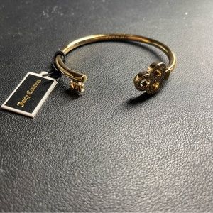 NWT Juicy Couture Frozen Key Bangle Cuff 6 1/2" Gold Tone Retailed $48